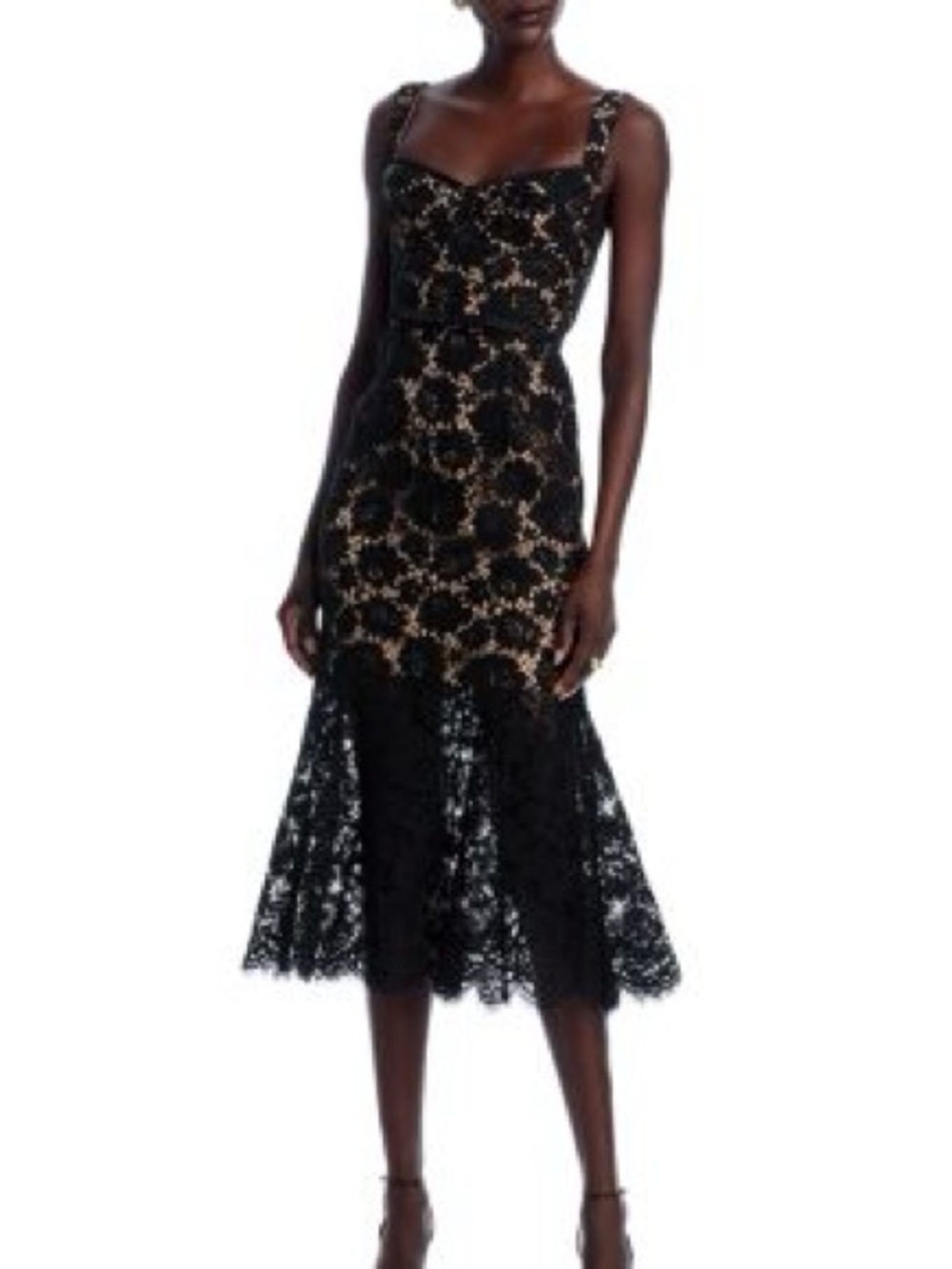Self-Portrait Black Fine Lace Midi Dress NWT $595 size 0